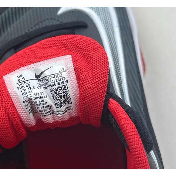 Nike Precision VII 7 Mens Size 9.5 Black Red White Shoes Basketball FN4322-002 - Picture 9 of 9